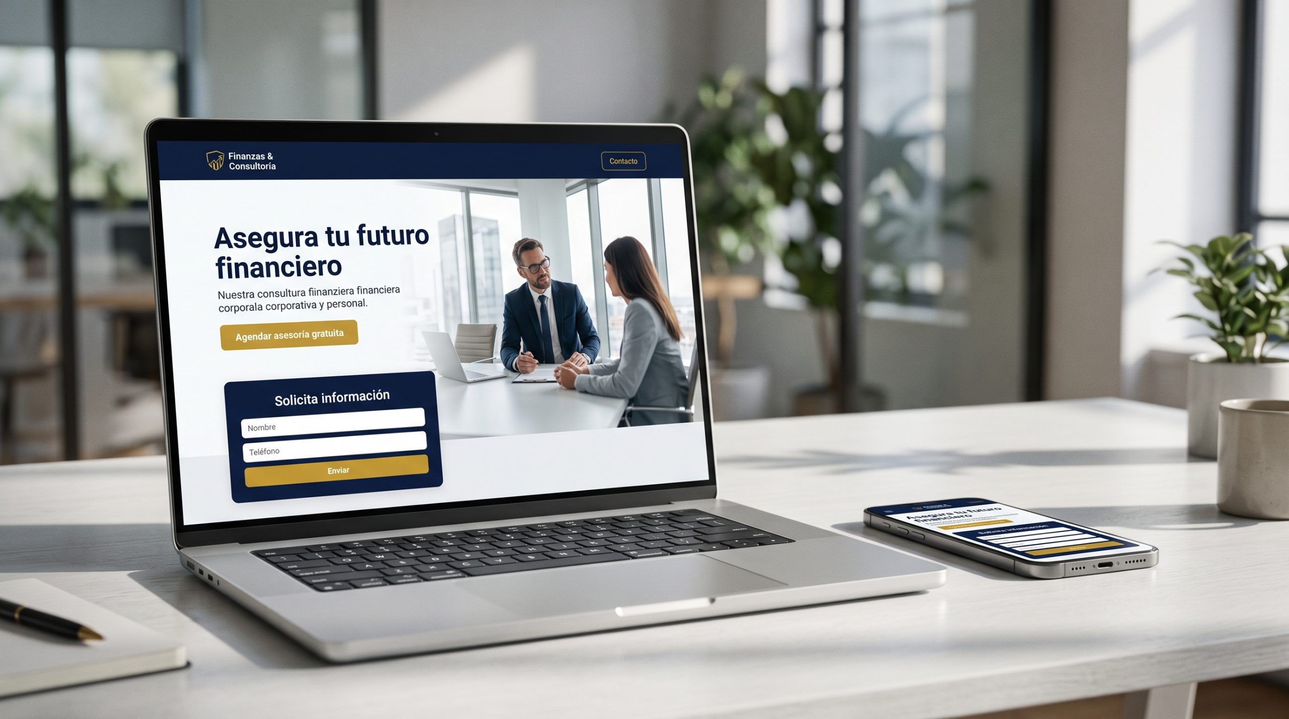 Mockup Landing Page Finanzas